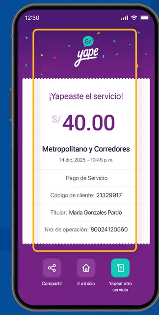 Paso 4: Ingresa el monto, dale yapear y espera 15 minutos para activar la recarga.
